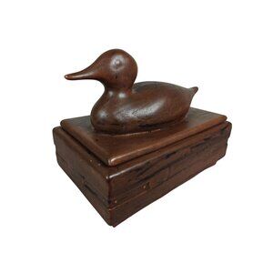 Vintage Handcrafted Ceramic Duck Figurine Trinket Box With Removable Lid